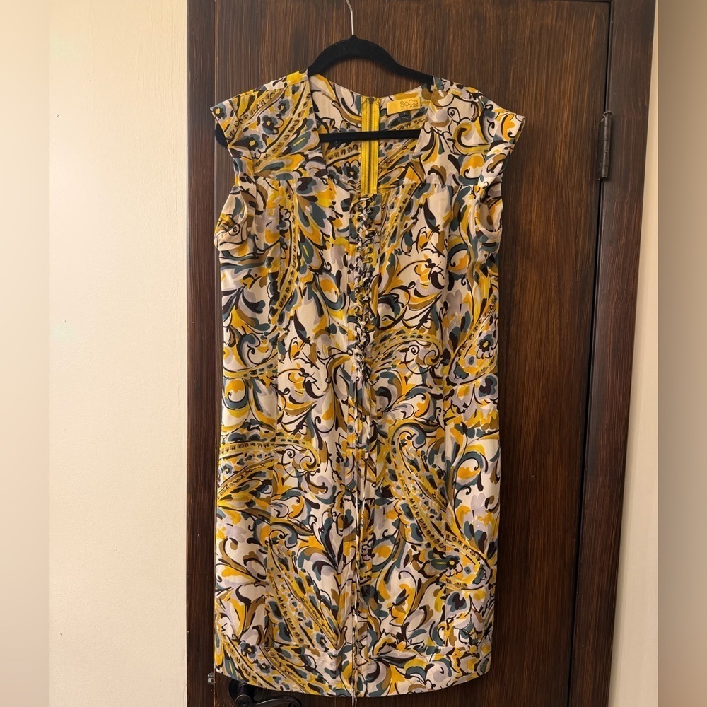 ST. JOHN SoCa Silk Lace Up Shift Dress (105)